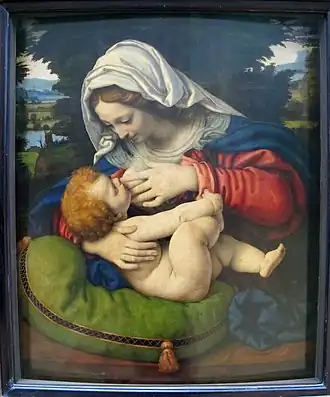 Andrea Solario, Madonne du coussin vert, vers 1508.