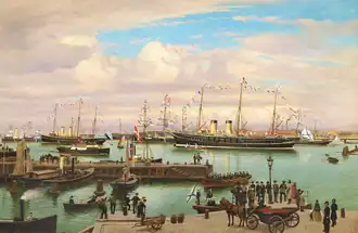 Maria Feodorovna quittant Copenhague, par Andreas Riis Carstensen (en) (1899)