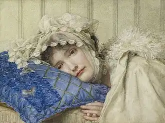 Girl in a Bonnet with her Head on a Blue Pillow (1902), aquarelle, Oxford, Ashmolean Museum.