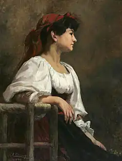 Femme assise avec un foulard rouge, 1886Collection privée, vente en 2008.