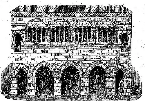 Proposition de restitution de la façade romane.Félix de Verneilh, Annales archéologiques, 1846, tome 4