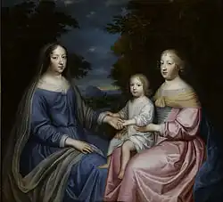 Anne d'Autriche avec le Dauphin et la reine Marie-Thérèse vers 1665.