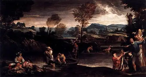 Scène de pêche par Annibale Carracci (avant 1595), 1,36 m x 2,53 m
