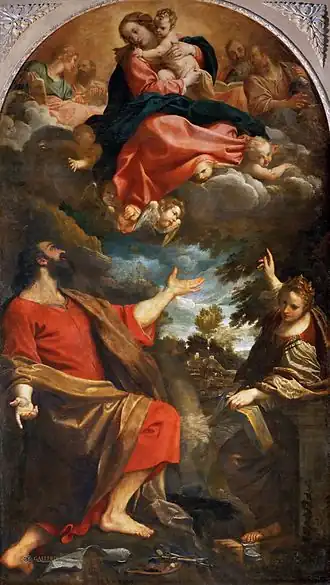 L’apparition la Vierge à saint Luc et sainte Catherine de Carracci.