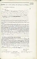 Lettres d'anoblissement sous la Restauration : anoblissement de René Jean François Prudhomme (1825)