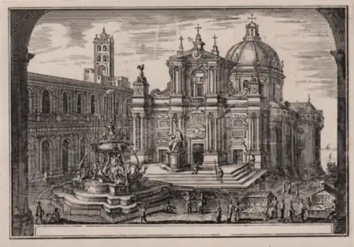 Vue de la place de la Madone au XVIIe&nbsp;siècle, graveur anonyme de l'école française, 1670 -