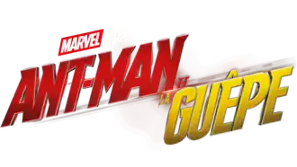 Sur une première ligne "ANT-MAN ET" en capitales rouges, sur une deuxième "LA GUÊPE", en capitales jaunes.