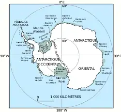 carte de l'Antarctique.