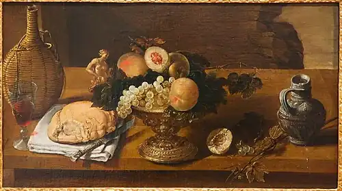 Corbeille de fruits et objets divers. Antoine-Benoît Dubois (1619-1680) (attr.)