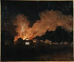 L'incendie du théâtre de l'Ambigu-Comique le 13 juillet 1827, Antoine-Félix Boisselier (1827)