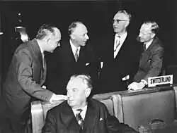 Délégation suisse lors d'une Conférence diplomatique à Genève