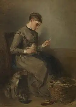 Femme jouant avec un chat (1871, Royal Collection).