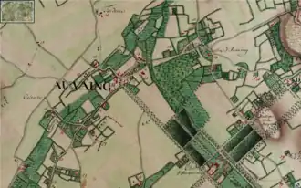 Anvaing en 1770-Carte de Ferraris.