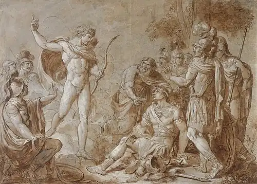 Apollon, à la demande de Zeus, rétablit la santé d’Hector et l’exhorte à engager le combat avec les Grecs, 1770, Minneapolis Institute of Art.