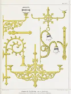 Appareils d'éclairage dessinés par Bethune pour Desclée Frères & Cie