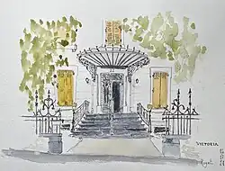 Aquarelle de l'hôtel Victoria réalisée par le dessinateur amateur Aurelio Da Silva en juillet 2024.