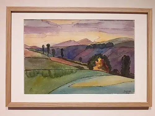 Vue de la campagne auvergnate, aquarelle, 1915.