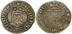 « Aragonés » d'argent de Ferdinand II, frappé en 1484 à Saragosse.