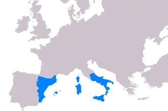 Expansion de la couronne d'Aragon en Méditerranée au milieu du XVe&nbsp;siècle.