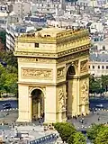 Arc de triomphe de l'Étoile vu depuis la Tour Eiffel.