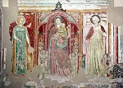 Annonciation et Madone avec Enfant parmi deux saintes. attribué à Arcangelo.