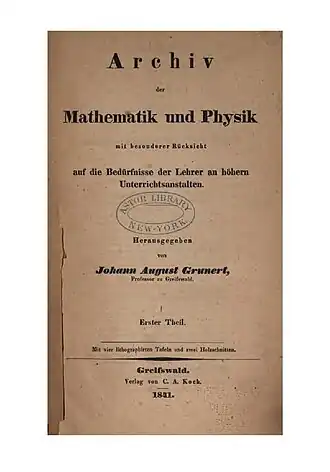 Image illustrative de l’article Archiv der Mathematik und Physik