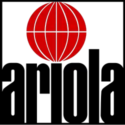Logo d'Ariola Records, composé de lettres noires formant le mot Ariola avec un globe terrestre stylisé de couleur rouge formant le point de la lettre i.