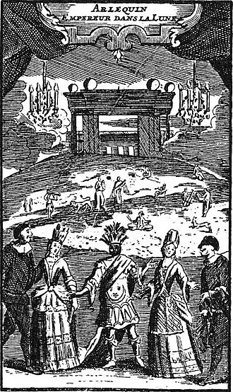 Harlequin empereur de la Lune, gravure du XVIIe&nbsp;siècle