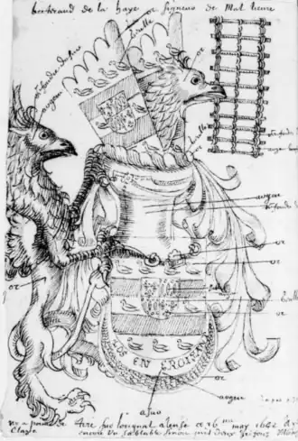 Copie effectuée de l'armoirie de Bertrand de la Haye