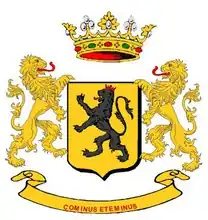 D'or au lion de sable, armé, lampassé et couronné de gueules