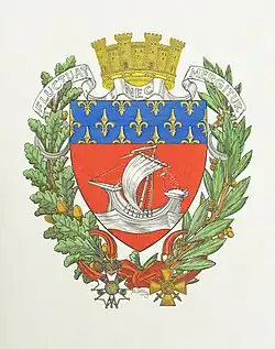 Armoiries de la ville de Paris selon décret du 14 février 1924.