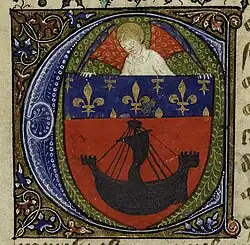 Enluminure du blason de Paris (XVIe&nbsp;siècle).