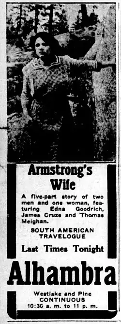 Description de l'image Armstrongs Wife - 1915 - newspaperad.jpg.