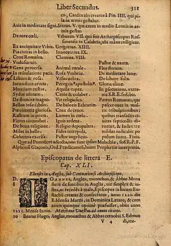 extrait du Lignum Vitæ d'Arnold Wion.