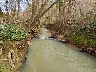 Embâcle naturel sur la rivière détruit à la suite de la crue de février 2021.