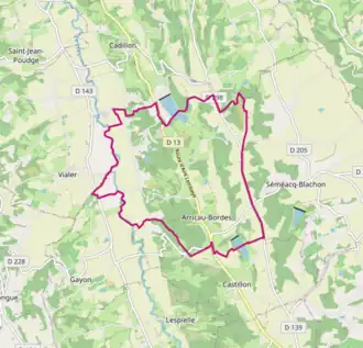 Carte avec les communes environnantes.