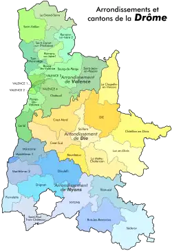 Carte des cantons de la Drôme.