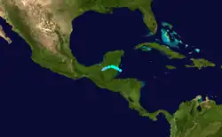 Trajectoire de la tempête tropicale Arthur