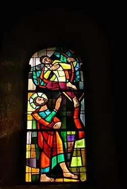 Zachée, le percepteur, caché dans l'arbre.