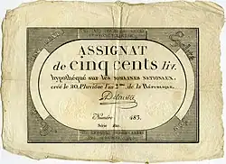 Assignat de 500 livres.