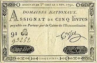 Assignat de 5 livres.
