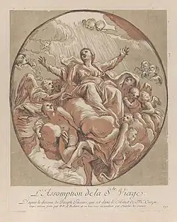 L'Assomption de la Ste Vierge (1729), eau-forte et bois d'après un dessin de Giuseppe Passeri