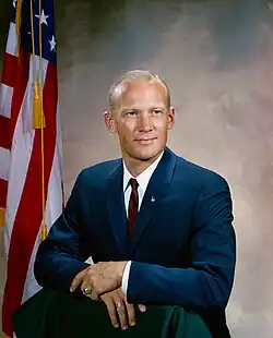 Portrait officiel en couleur d'Aldrin lors de ses premiers mois à la NASA.