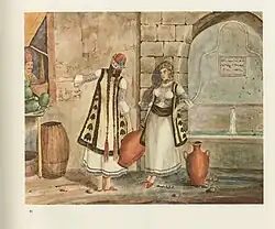 Athènes - Scène près d'une fontaine du centre-ville.