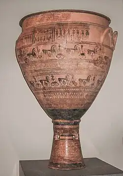 Cratère funéraire géométrique. Attique, c. -725.