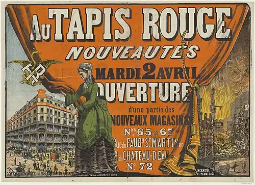Affiche pour la réouverture du Tapis Rouge après son incendie.