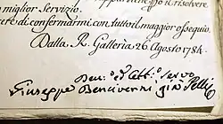 signature de Giuseppe Bencivenni Pelli