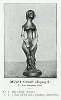 August Agero, Jeune Fille à la rose, sculpture sur bois, Exposició d'Art Cubista, Galeries Dalmau de Barcelone, 1912, catalogue