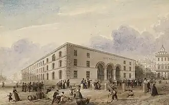 L'Entrepôt réel des denrées coloniales à Bordeaux, servant à stocker sous douane les marchandises produites par les esclaves dans les plantations.