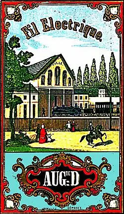 Auguste Descamps.Étiquette de bobine de fil. Gare de Lille en 1860